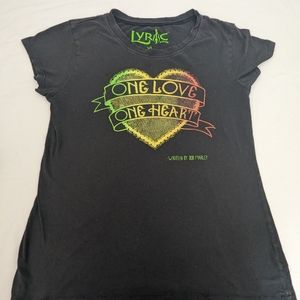 Bob Marley Lyrics Label One Love Tee XL